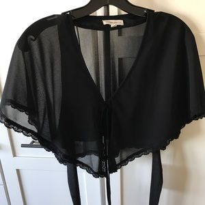 Black sheer top with tie
